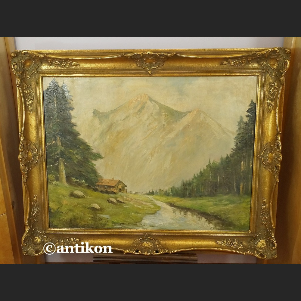 Pejzaż górski obraz olejny stary 