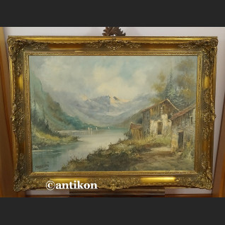 Olej na płótnie włoski pejzaż górski