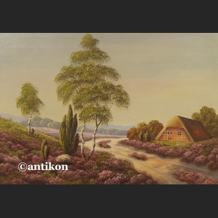 Obraz olejny Wrzosowisko olej do wiejskiego dworku Obraz olejny Wrzosowisko olej do wiejskiego dworku