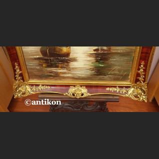 Stary obraz  olej marynistyka w złotej ramie 