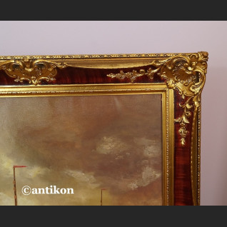 Stary obraz  olej marynistyka w złotej ramie 