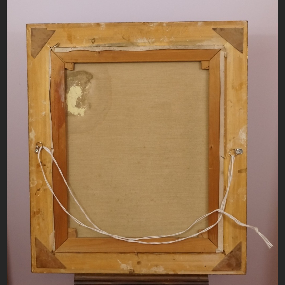 Stary obraz  olej marynistyka w złotej ramie 