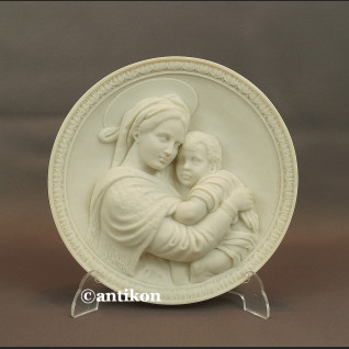 Relief  alabastrowy z Włoch Madonna z dzieciątkiem