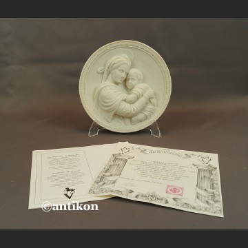 Relief  alabastrowy z Włoch Madonna z dzieciątkiem