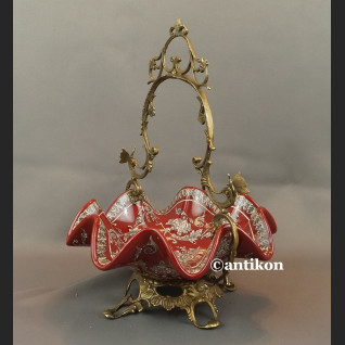 Koszyk czerwony porcelanowy na łakocie patera