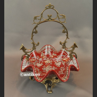 Koszyk czerwony porcelanowy na łakocie patera