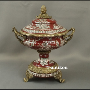 Waza wysoka patera czerwona barokowy styl