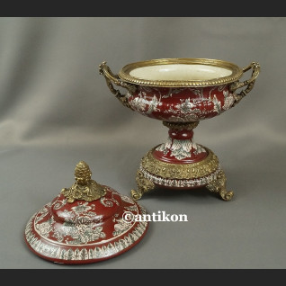 Waza wysoka patera czerwona barokowy styl