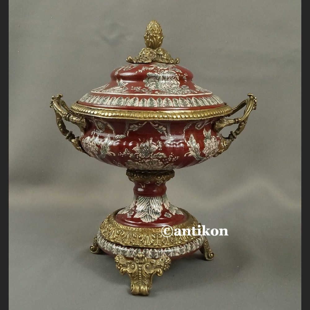 Waza wysoka patera czerwona barokowy styl