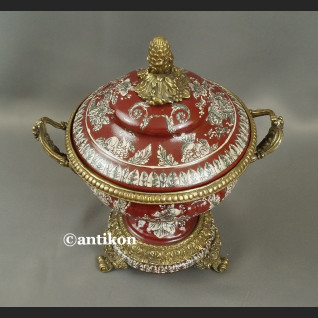 Waza wysoka patera czerwona barokowy styl