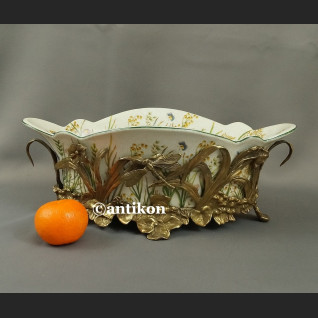 Żardiniera secesyjna piękna patera z ważkami 