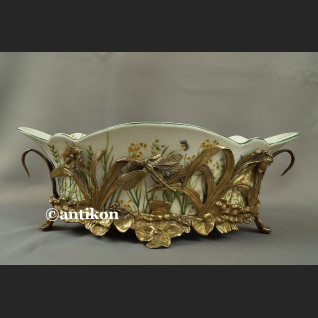 Żardiniera secesyjna piękna patera z ważkami 