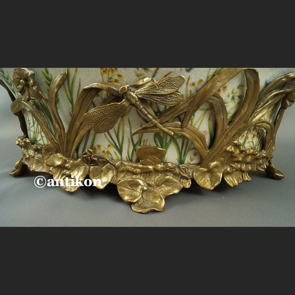 Żardiniera secesyjna piękna patera z ważkami 