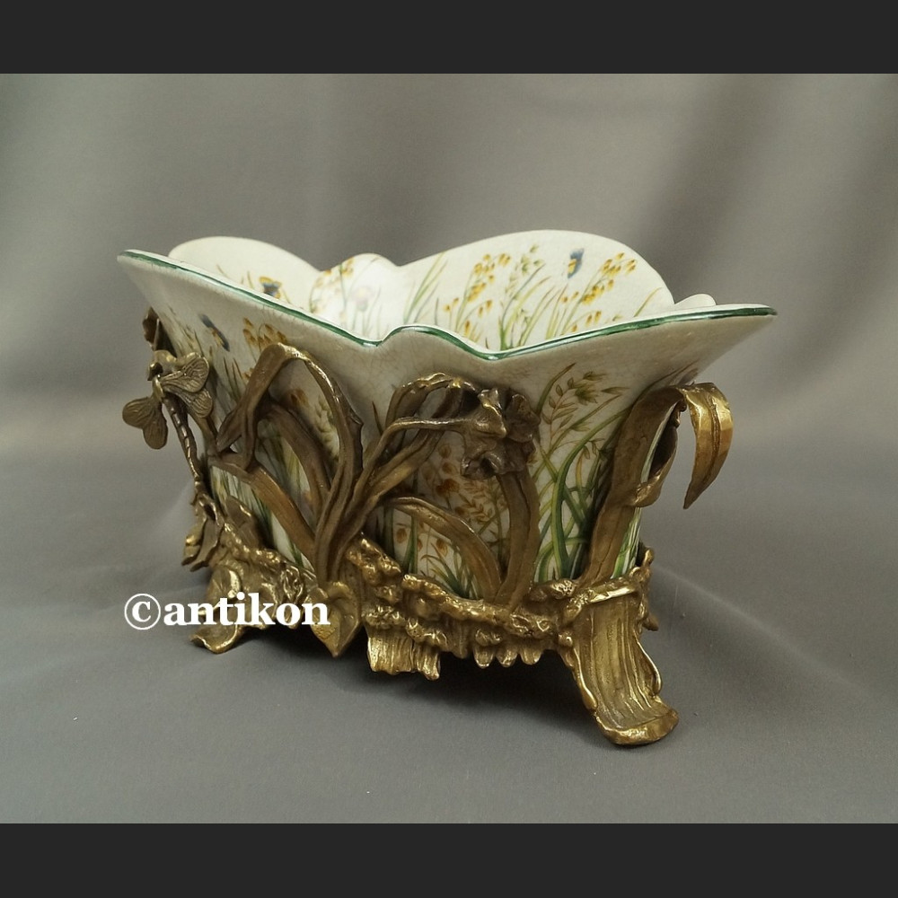 Żardiniera secesyjna piękna patera z ważkami 