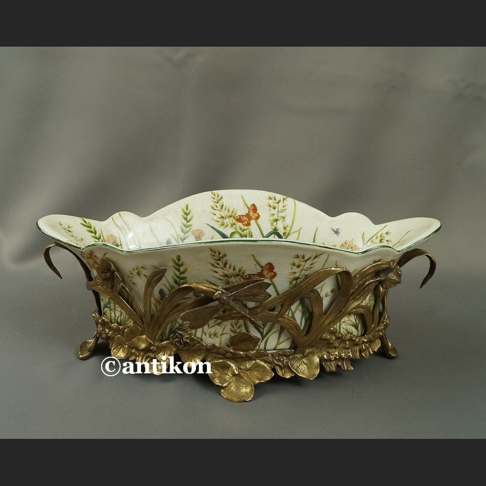 Żardiniera secesyjna piękna patera z ważkami 