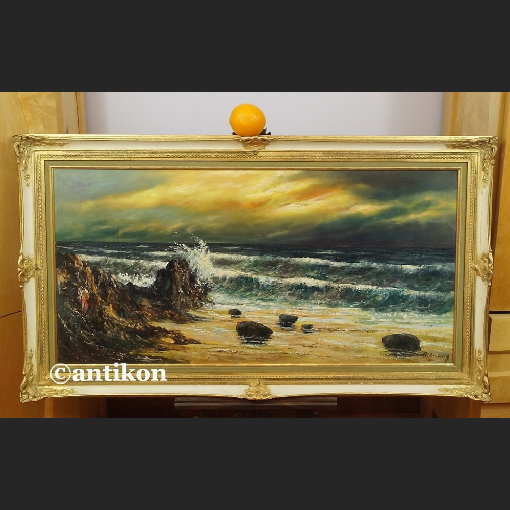 Obraz olejny potęga oceanu piękne malarstwo Rarytas