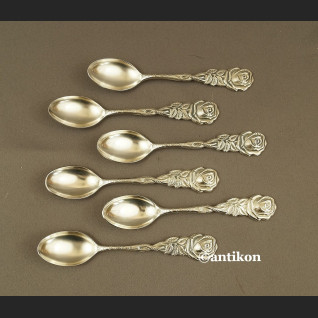 Łyżeczki posrebrzane z różą stare