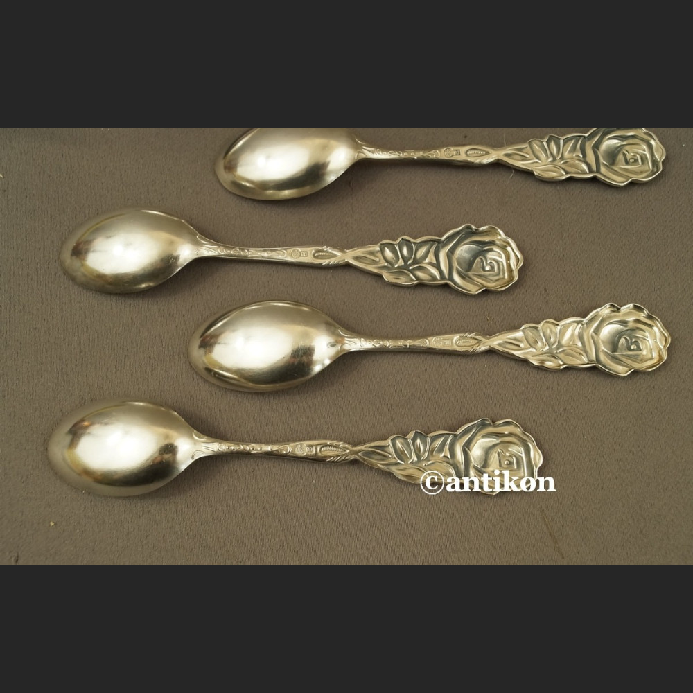 Łyżeczki posrebrzane z różą stare