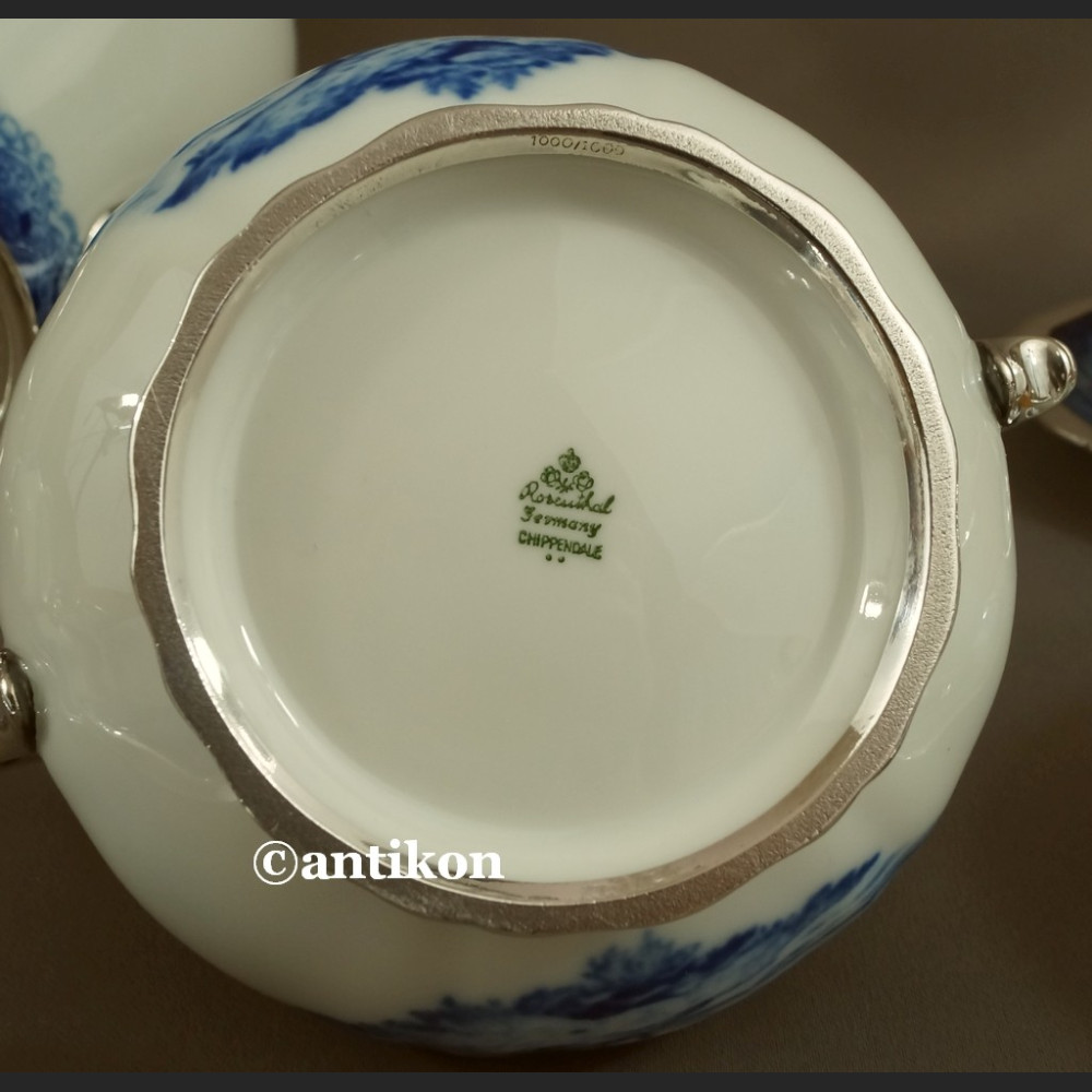 Serwis Rosenthal Chippendale kobaltowy okuty srebrem Serwis Rosenthal Chippendale kobaltowy okuty srebrem