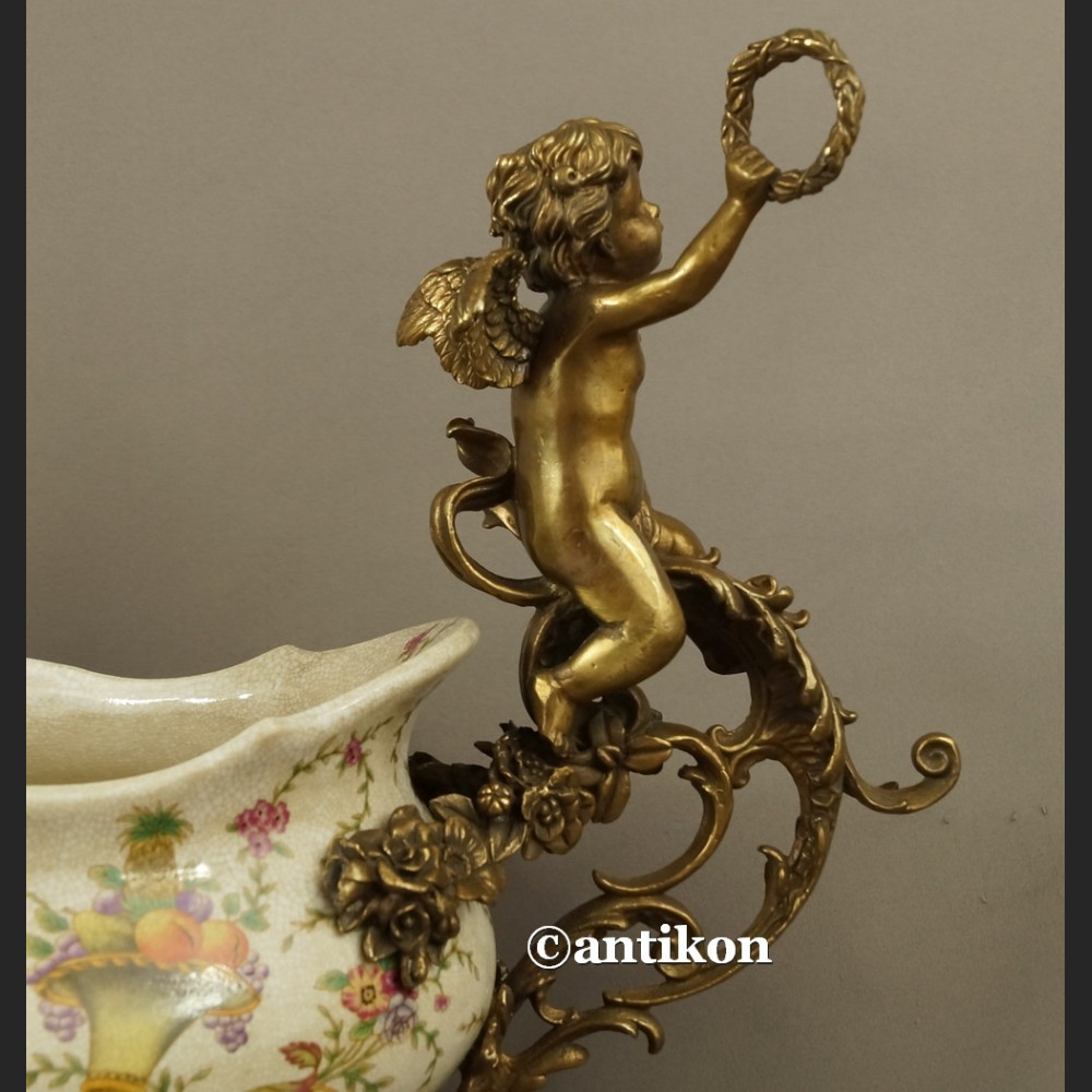 Żardiniera porcelanowa Patera ogromna z brązem na prezent ślubny Żardiniera porcelanowa Patera ogromna z brązem na prezent ślubny