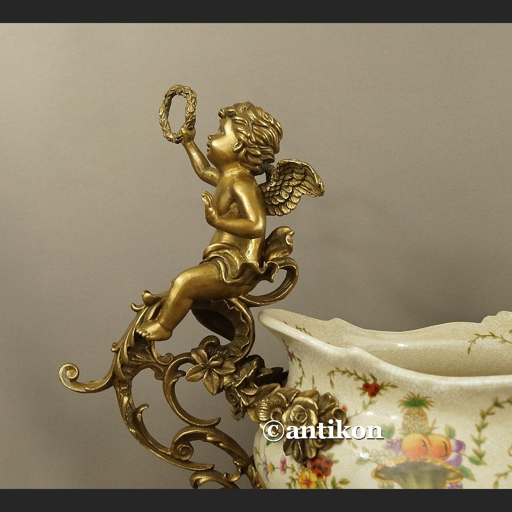 Żardiniera porcelanowa Patera ogromna z brązem na prezent ślubny Żardiniera porcelanowa Patera ogromna z brązem na prezent ślubny