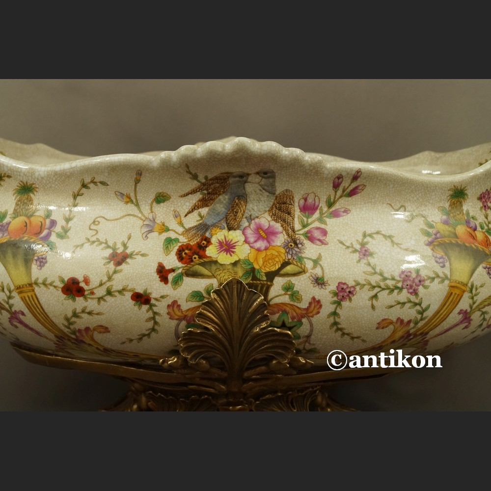 Żardiniera porcelanowa Patera ogromna z brązem na prezent ślubny Żardiniera porcelanowa Patera ogromna z brązem na prezent ślubny