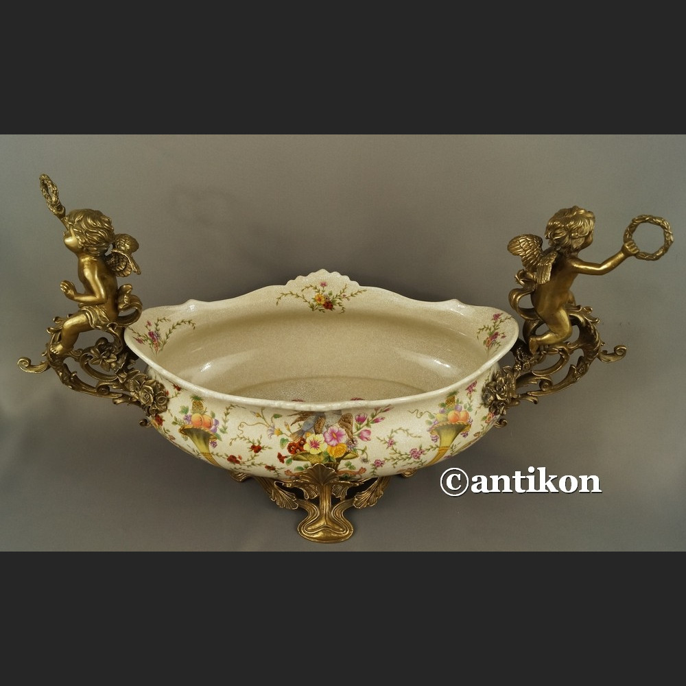 Żardiniera porcelanowa Patera ogromna z brązem na prezent ślubny Żardiniera porcelanowa Patera ogromna z brązem na prezent ślubny