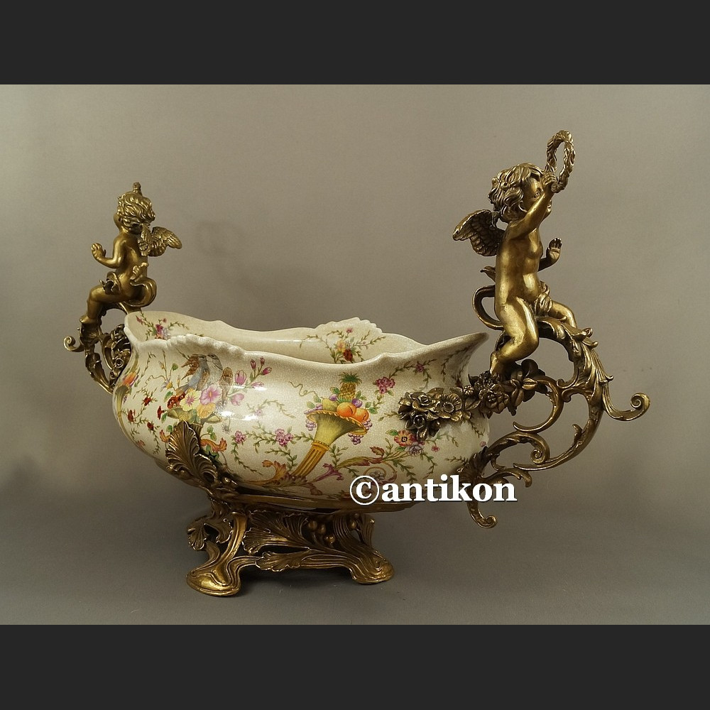Żardiniera porcelanowa Patera ogromna z brązem na prezent ślubny Żardiniera porcelanowa Patera ogromna z brązem na prezent ślubny