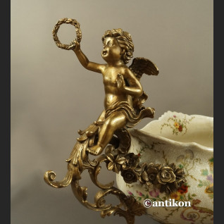 Żardiniera porcelanowa Patera ogromna z brązem na prezent ślubny Żardiniera porcelanowa Patera ogromna z brązem na prezent ślubny