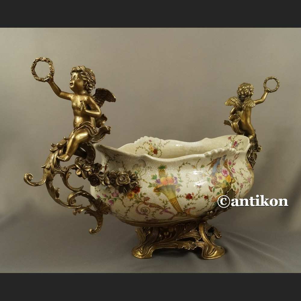 Żardiniera porcelanowa Patera ogromna z brązem na prezent ślubny Żardiniera porcelanowa Patera ogromna z brązem na prezent ślubny