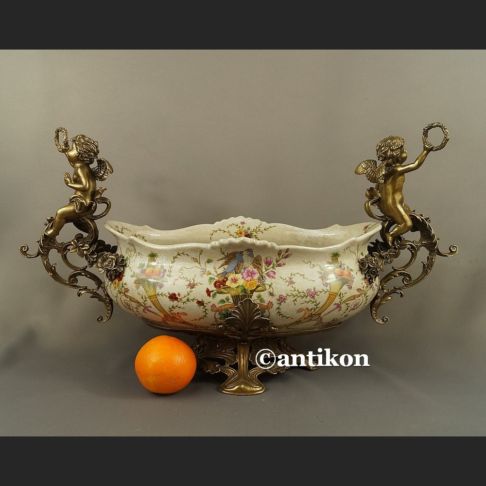 Żardiniera porcelanowa Patera ogromna z brązem na prezent ślubny Żardiniera porcelanowa Patera ogromna z brązem na prezent ślubny