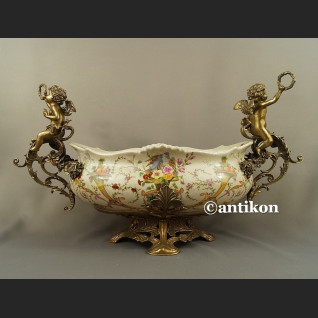 Żardiniera porcelanowa Patera ogromna  z brązem  na prezent ślubny 