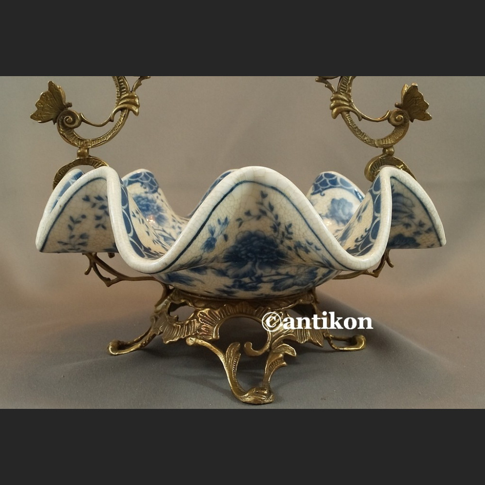 Patera wzór cebulowy koszyk porcelana z brązem Patera wzór cebulowy koszyk porcelana z brązem