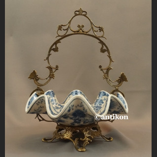 Patera wzór cebulowy koszyk porcelana z brązem Patera wzór cebulowy koszyk porcelana z brązem