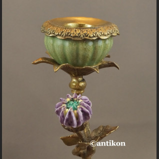 Para świeczników z ptaszkami porcelana z brązem cudowne Para świeczników z ptaszkami porcelana z brązem cudowne