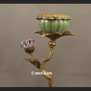 Para świeczników z ptaszkami porcelana z brązem cudowne Para świeczników z ptaszkami porcelana z brązem cudowne