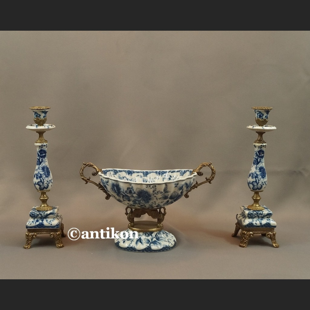 Patera wzór cebulowy porcelana z brązem Patera wzór cebulowy porcelana z brązem