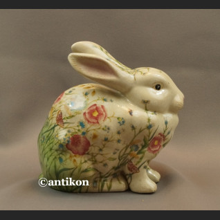 Zajączek porcelanowy wielkanocny króliczek w kwiaty  Zajączek porcelanowy wielkanocny króliczek w kwiaty