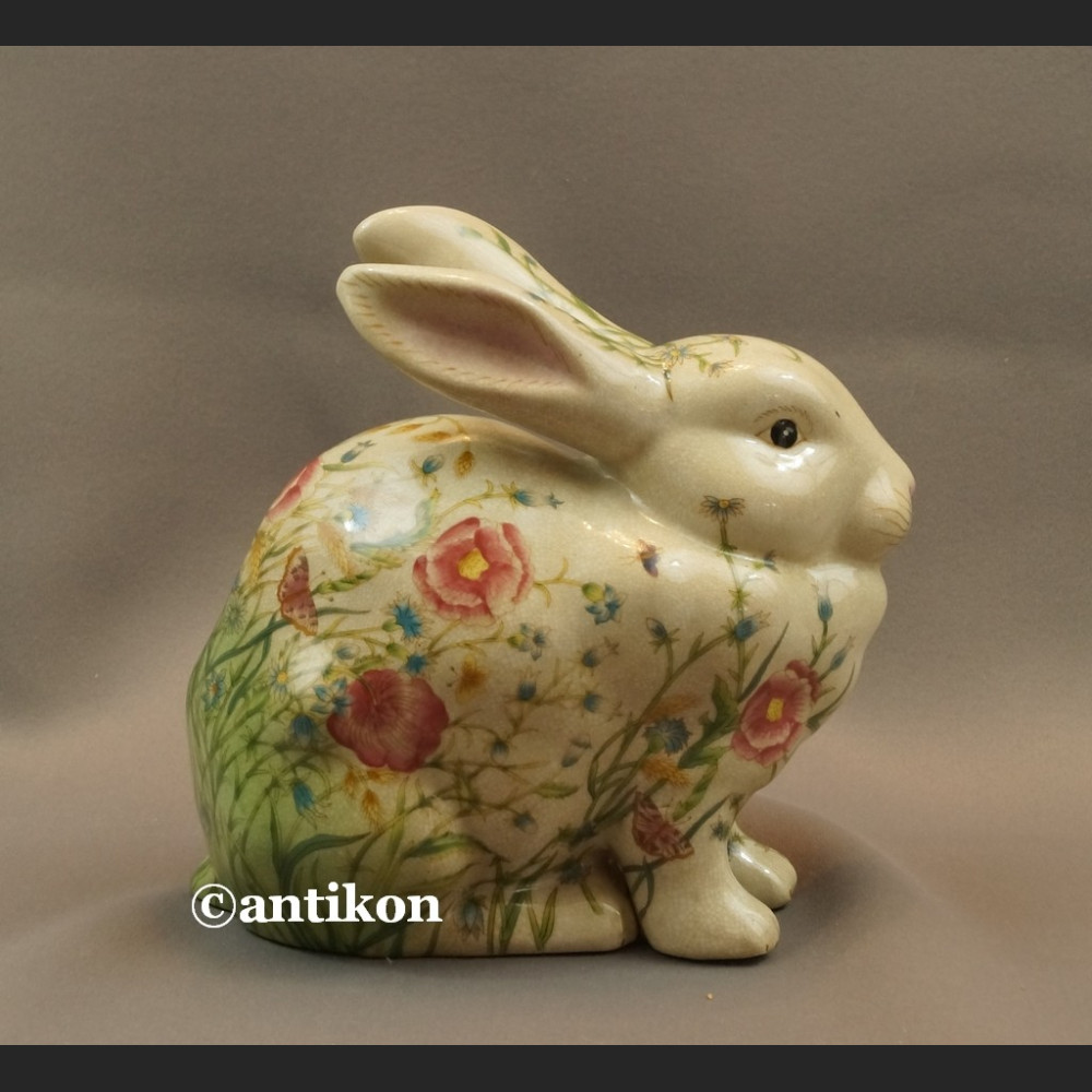 Zajączek porcelanowy wielkanocny króliczek w kwiaty  Zajączek porcelanowy wielkanocny króliczek w kwiaty