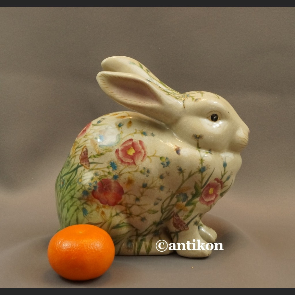 Zajączek porcelanowy wielkanocny króliczek w kwiaty  Zajączek porcelanowy wielkanocny króliczek w kwiaty