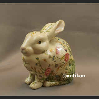 Zajączek porcelanowy wielkanocny króliczek w kwiaty  Zajączek porcelanowy wielkanocny króliczek w kwiaty