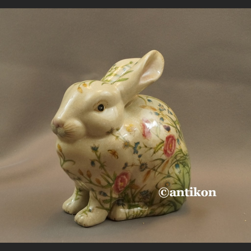 Zajączek porcelanowy wielkanocny króliczek w kwiaty  Zajączek porcelanowy wielkanocny króliczek w kwiaty