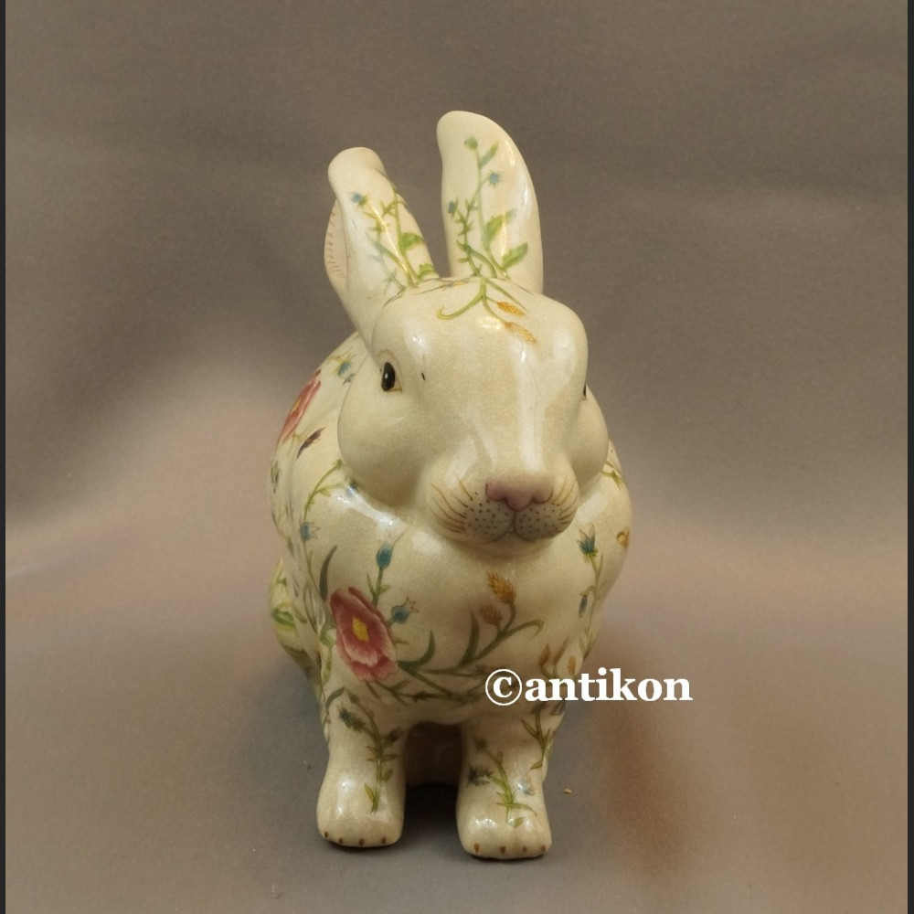Zajączek porcelanowy wielkanocny króliczek w kwiaty  Zajączek porcelanowy wielkanocny króliczek w kwiaty