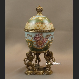 Carskie Jajo z lwami a la Faberge porcelanowa szkatuła  Carskie Jajo z lwami a la Faberge porcelanowa szkatuła