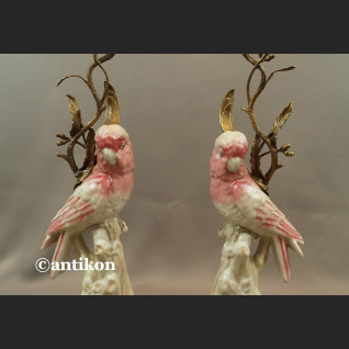 Świeczniki z papugami para porcelanowe ogromne Świeczniki z papugami para porcelanowe ogromne