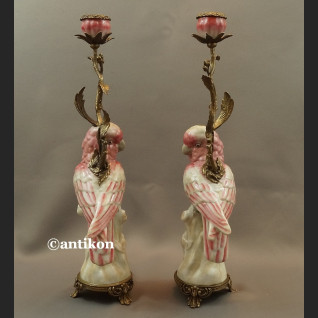 Świeczniki z papugami para porcelanowe ogromne Świeczniki z papugami para porcelanowe ogromne