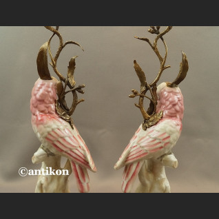 Świeczniki z papugami para porcelanowe ogromne Świeczniki z papugami para porcelanowe ogromne