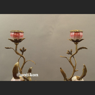 Świeczniki z papugami para porcelanowe ogromne Świeczniki z papugami para porcelanowe ogromne