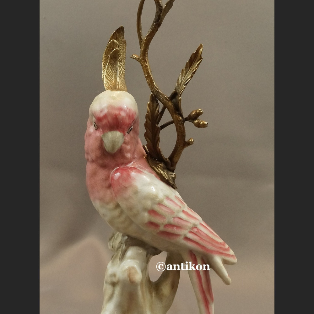 Świeczniki z papugami para porcelanowe ogromne Świeczniki z papugami para porcelanowe ogromne