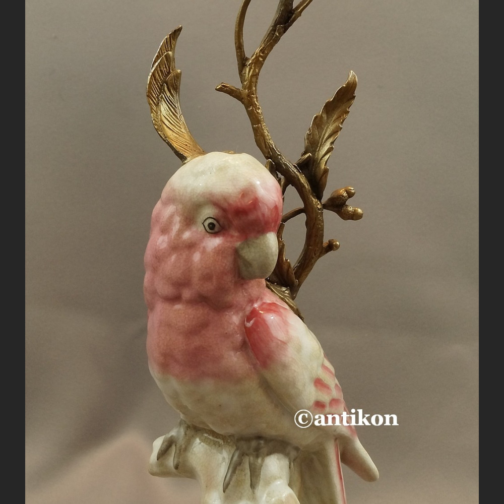 Świeczniki z papugami para porcelanowe ogromne Świeczniki z papugami para porcelanowe ogromne